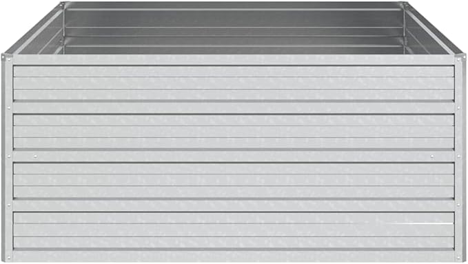 Garden Raised Bed Silver Galvanized Steel 39.4x39.4x17.7 inch Square Outdoor Planter for Vegetables Flowers Durable Metal Construction