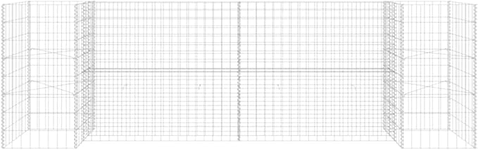 Galvanized Steel H-Shaped Gabion Planter Raised BedOutdoor Garden Galvanized Steel Wire Mesh Grid Stone Wall Flower Raised Bed for Vegetables Flowers Plants 102.4x15.7x31.5 -AA