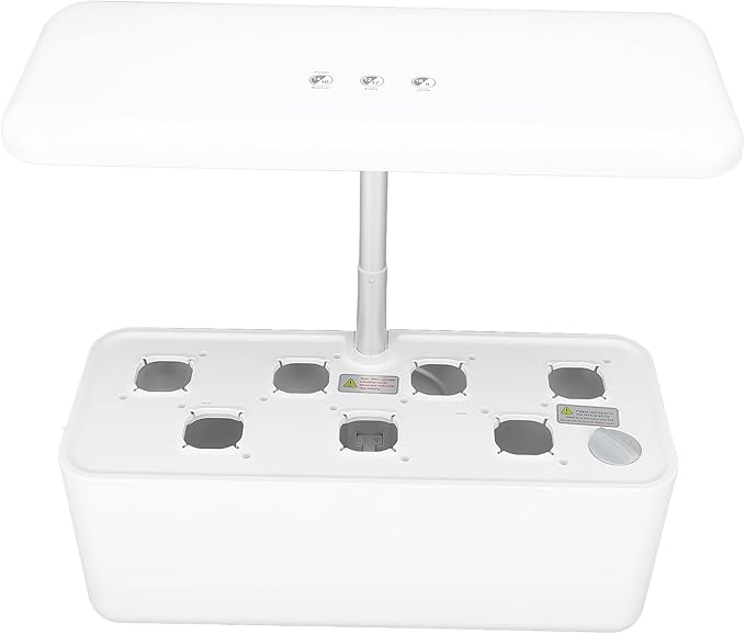 Hydroponics Growing System Kit 7 Pods Indoor Gardening System with 24W Full Spectrum LED Grow Light 3 Smart Light Modes (White)