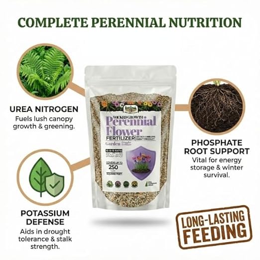 Old Cobblers Farm™ Wicked Growth Perennial Flowers Fertilizer – Ensures Consistent Flowering and Healthy Root Strength Year After Year (5 lbs | 10 lbs | 15 lbs | 20 lbs) (15 lbs)