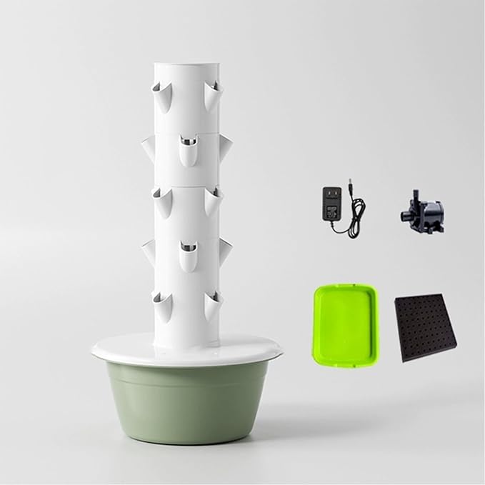 Tower Garden Growing System 20/28/36 Plants Vertical Farming Tower with Hydrating Pump Adapter for Growing Herbs Fruits and Vegetables Hydroponics Tower Growing System Kit(105cm/41in)