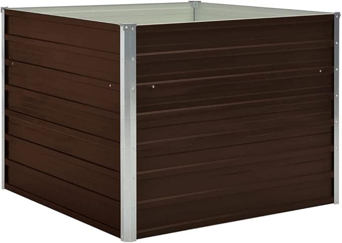 Raised Garden Bed Brown 39.4x39.4x30.3 Galvanized Steel