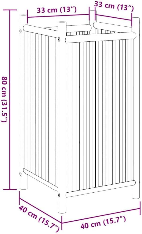 Bamboo Raised Planter Box 15.7x15.7x31.5 in Decorative Rustic Brown Large Elevated Garden Bed for Balcony Patio Outdoor Vegetable Flower Herb