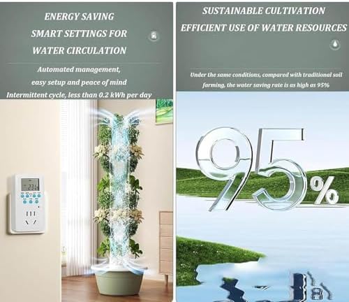 Automated Hydroponics Tower Garden System - 9-Layer Indoor Growing Kit with LED Grow Lights for Herbs &amp Vegetables - Perfect for Home Gardening &amp Urban Farming