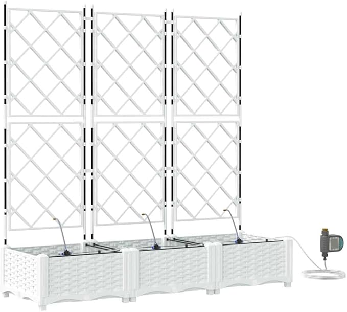 Garden White Raised Garden Bed 120 x 40 x 126 cm Steel Planter Box for Outdoor Plants UV Resistant Ample Storage Modern Style Gardening