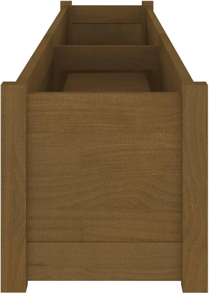 Honey Brown Solid Pine Wood Large Stackable Planter 78.7 Inch Rectangular Raised Garden Bed for Outdoor Plants Weather-Resistant Finish for Balcony Terrace Garden