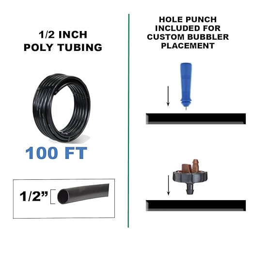 BlueBarrel™ Gravity-Fed Drip Irrigation Kit with Bubbler Emitters: No-Pressure/Low-Pressure Irrigation for Rain Barrels Rain Tanks &amp Cisterns. Made in USA