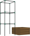 Raised Garden Bed with Trellis Flower Shelf Wood Planter Box 24 W x 24 D x 55 H