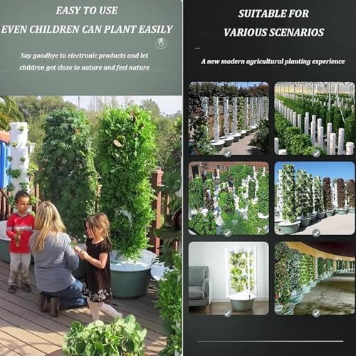 Indoor Hydroponic Tower Garden System with LED Light Automatic Water Circulation Ideal for Growing Leafy Greens &amp Herbs 5-Layer Smart Home Gardening Solution