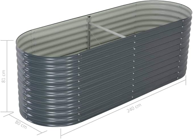 Garden Raised Bed 94.4x31.4x31.8 Galvanized Steel Gray