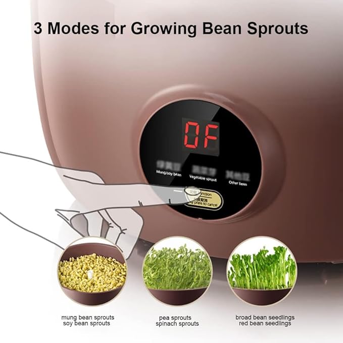 Automatic Bean Sprouts Maker Kit - Electric Sprouts Machine with Purple Clay Seed Germination Container Seedling Tools Watering