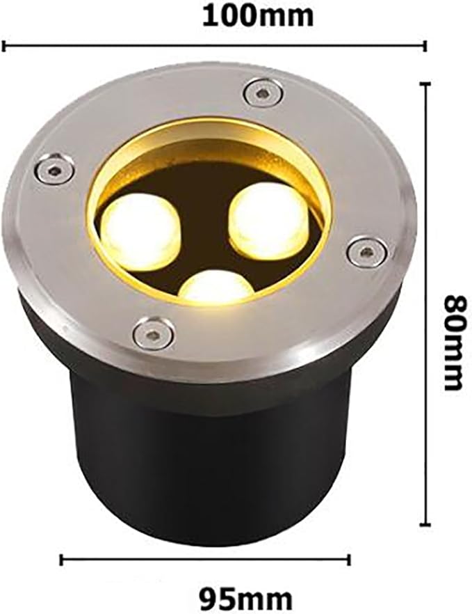 Outdoor LED Buried Lights - 3W Round Recessed Spotlight IP67 Waterproof for Deck Step Driveway Garden Pathway (Blue 110V Green 24V)