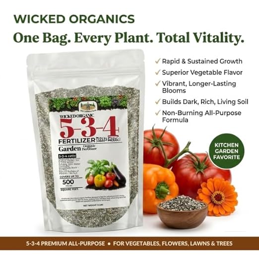 Old Cobblers Farm Wicked 5-3-4 All-Purpose Fertilizer – Balanced Nutrition for Gardens Lawns &amp Plants (5 lbs | 10 lbs | 15 lbs | 20 lbs) (5 lbs)