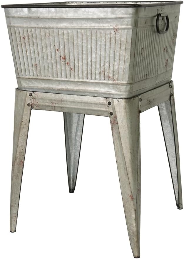 20.5x20.5x21 Large Perryman Galvanized Tub On Stand for Plant PotPlanter Metal Ice Buckets