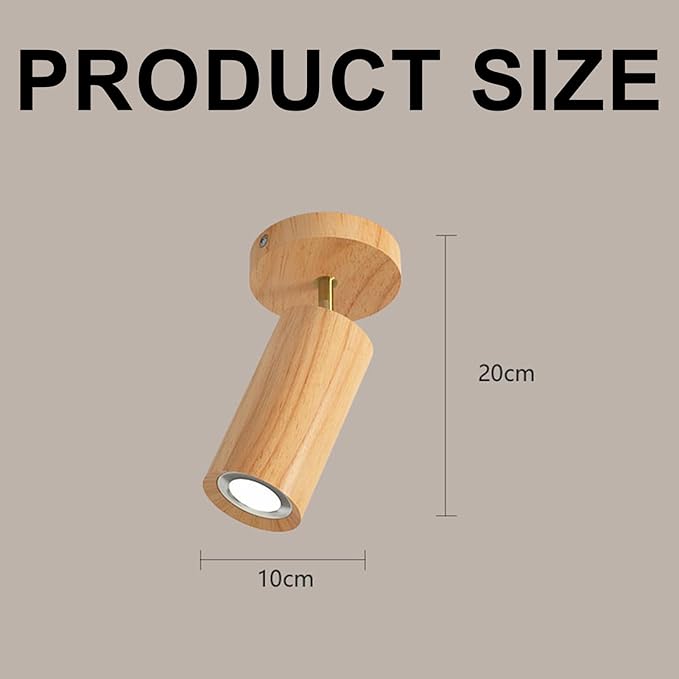 Rotatable Wooden Ceiling Light Adjustable LED Track Lighting Kit Modern Spotlight for Home Farmhouse Kitchen 2-Light