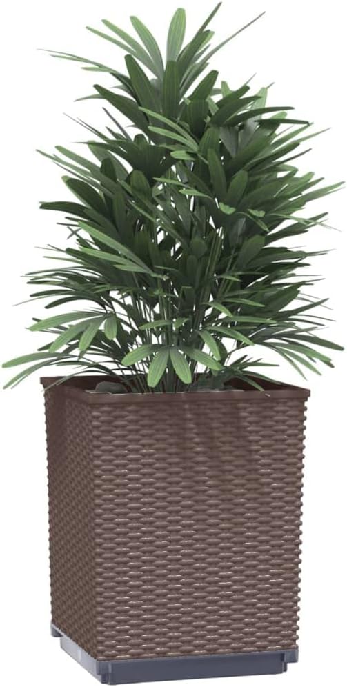 2 Pack Brown Planters 11.8x11.8x14.6 Polypropylene Plastic Outdoor Garden Bed for Vegetables Herbs Flowers