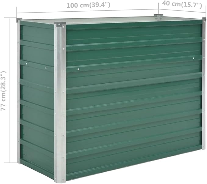 Garden Raised Bed Galvanized Steel 39.4x15.7x31.3 Green