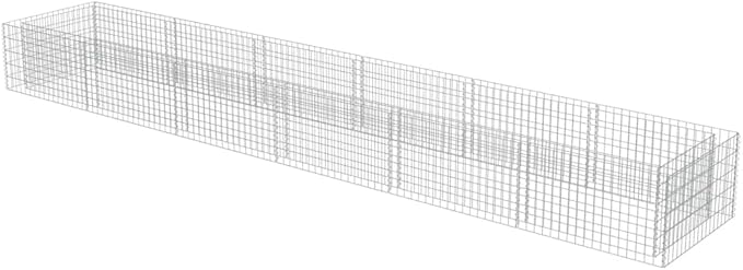 Gabion Planter Raised Bed Outdoor Garden Galvanized Steel Wire Mesh Grid Stone Wall Flower Raised Bed for Vegetables Flowers Plants 212.6x35.4x 19.7