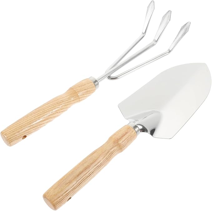 4sets Garden Tools for Small Plants Portable Rake and Trowel Kit for Soil Cultivating Weeding and Transplanting Hand Tools for Home and Outdoor Use