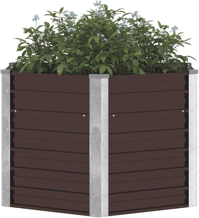 vidaXL - Heavy-Duty Galvanized Steel Garden Raised Bed in Brown - 50.8x50.8x30.3 Spacious and Weather- Ideal for Plants Vegetables Herbs and Flowers