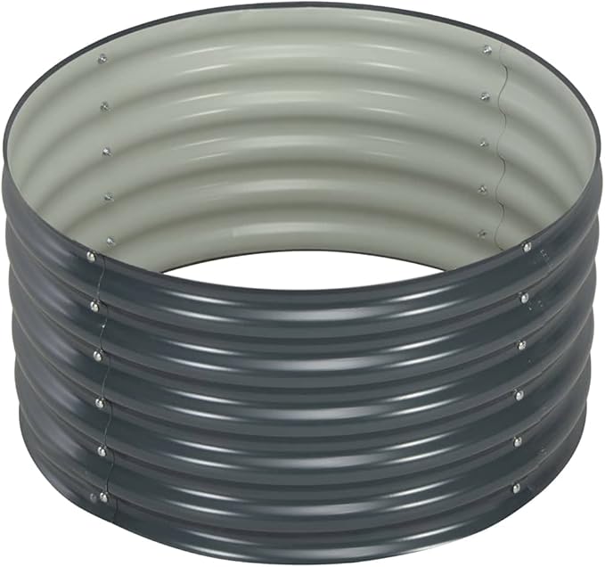 Raised Garden Bed Kit for Vegetables Flower Galvanized Metal Planter Boxs Large Garden Bed Metal Plant Stakes 31.5x31.5x17.3 Galvanized Steel Gray