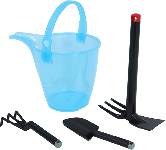 Garden Tool Set with Bucket Plastic Shovel and Soil Fork Lightweight Ergonomic Gardening for Beach Home Garden and Weeding Activities