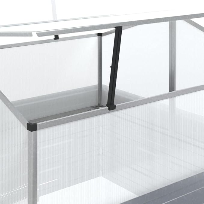 Outdoor Garden Raised Bed with Greenhouse Silver 39.4 x 39.4 x 33.5