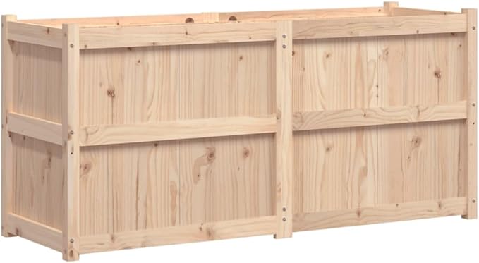 Large Rectangular Garden Planter Solid Pine Wood Untreated Finish 59.1 x 19.7 x 27.6 Inches Ideal for Outdoor Plants Herbs Vegetables