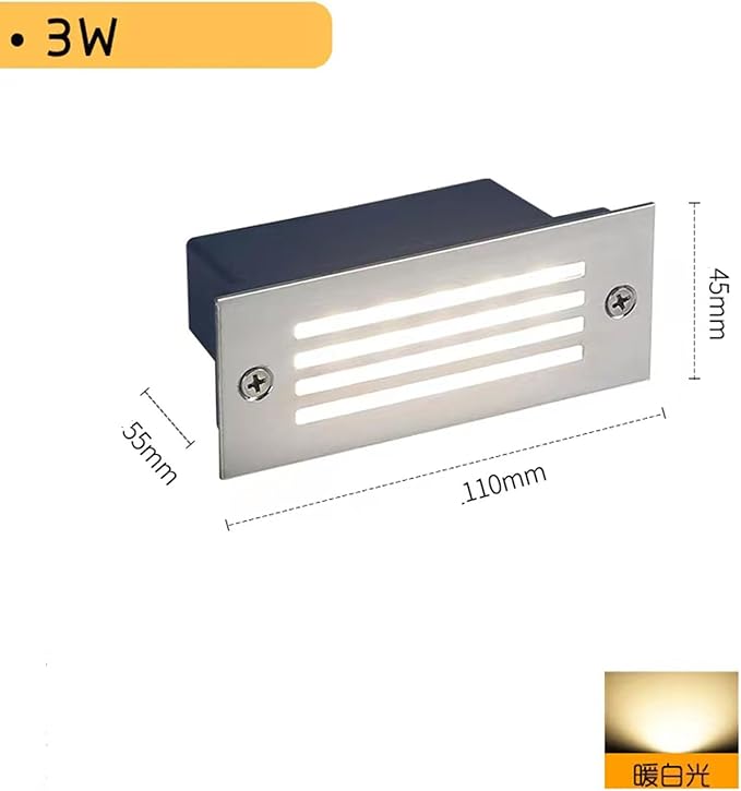 LED Underground Garden Light - 12/24V Recessed Spotlights IP65 Waterproof Recessed Outdoor Stair Tread Lights for Outdoor Landscape Step Lamp for Patio and Pathway(Warm White3W-24V)