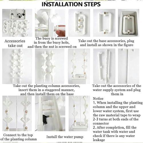 Hydroponic Growing Kits 45 Holes Hydroponics Growing ｜ Indoor Grow Vertical Grow Tower Hydroponic Planting Equipment for Fruits