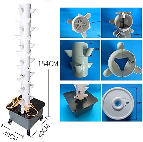 Hydroponics Tower Growing System Set 15 Floors 45 Holes Vertical Kit for Aquaponics and Hydroponic Gardening