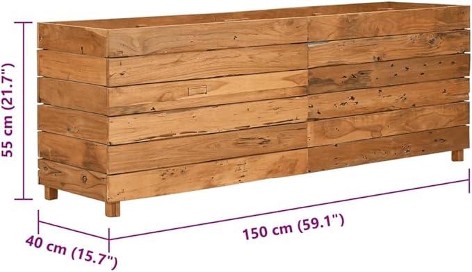 Wooden Raised Garden Bed Flower Planters Box for Growing Flowers Herbs or Veggies 59.1x15.7x21.7-511