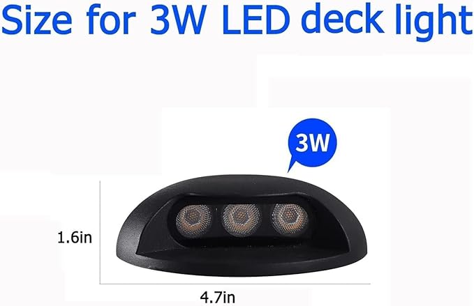 2PCS 3W Surface Mount Spotlights - Hardwired Aluminum Housing Fence Lights IP65 Waterproof LED Deck Lights(RedDc12v)
