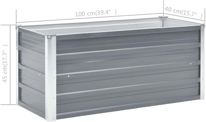 Garden Raised BedTomato Planter BoxBackyard Patio Planter Racks Raised Beds Ideal for Growing Flowers Porch and Fruits Herbs Galvanized Steel 39.4X15.7X17.7 Gray