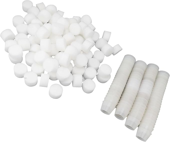 Greensen 100 Hydroponic Net Cups Set Reusable Plastic Hydroponic Plant Basket with Growing Sponges for Vegetable Seedlings Effectively Promote Plant Roots (White)