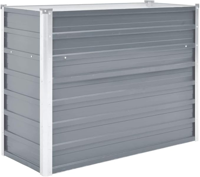 Garden Planter Raised Bed Galvanized Steel Patio Flower Plant Vegetable Bed with Open Bottom Lawn Backyard Outdoor Patio DIY Decor 39.4x15.7x31.3Gray
