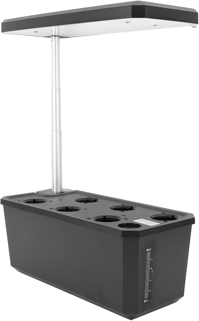SIXRUN Hydroponics Growing System LED Light Auto Control Intelligent Planting Machine Indoor Garden 100‑240V Hydroponic Planting System (Black)