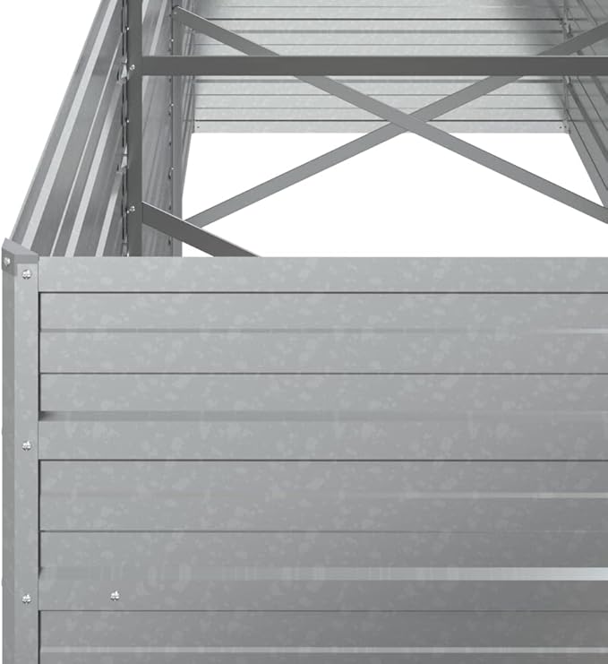 Garden Raised Bed Planter Raised Beds Raised Planter Box Planters for Outdoor Plants Garden Beds 94.5x31.5x30.3 Galvanized Steel Silver