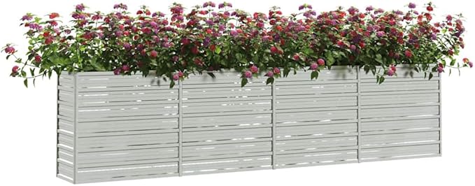 Large Garden Raised Bed Silver Galvanized Steel Planter for Outdoor Plants 126x15.7x30.3 Inch Rectangular Garden Bed Easy Assembly Durable for Vegetables