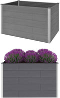 Garden Raised Bed WPC Flower Planter for Outdoor Vegetables Herbs Plants Tall Metal Planting Box 59.1x39.4x35.8 Gray