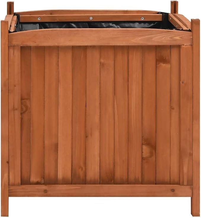 Firwood Raised Garden Bed Planters Set of 2 19.7 Inch Square Brown Water-Based Paint Durable Outdoor Indoor Gardening Patio &amp Balcony