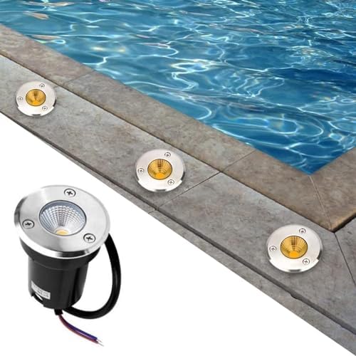 1W COB Ground LED Landscape Lights - Waterproof Embedded Outdoor Path Lights Round Decorative Spotlight for Garden &amp Patio IP67 Rated Green 110-240V