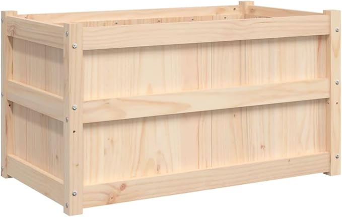 Wooden Raised Garden Bed Garden Planter Box Outdoor Wood Raised Garden Bed for Planting Plants Vegetables 35.4x19.7x19.7 Solid Wood Pine-356