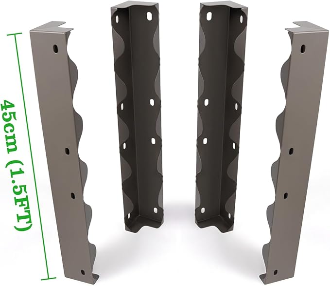ANLEOLIFE 4-Pack Raised Garden Bed Corner Brackets 1.5ft Tall Heavy-Duty Galvanized Steel Reinforcement Plates for Strengthening Metal Garden Beds Quartz Grey