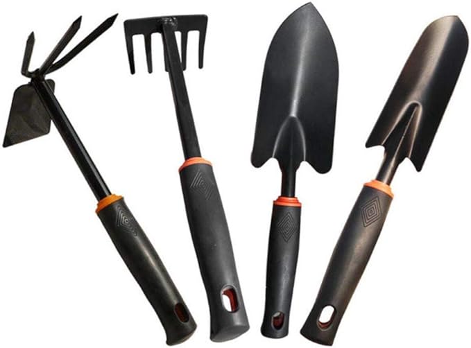 Uterstyle Garden Tool Set Heavy Duty 4pcs Garden Tools Including Spade Shovel Double Side WeederTrowel Cultivator Hand Rake