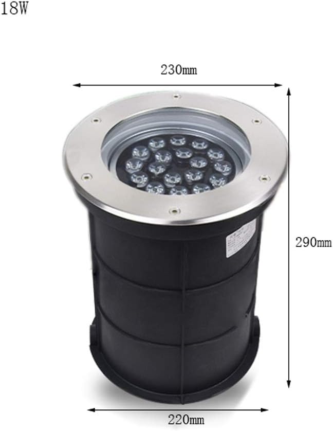 Recessed 9W/18W LED Colorful Underground Light IP65 Waterproof Buried Spotlights for Landscape Garden Road Courtyard Embedded Tree Projection Lamp Integrated (Size : 18W)