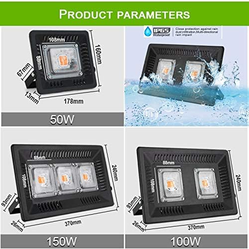 Fengyan Landscape lights LED Grow Light 50W 100W 150W AC 220V LED Lamp PhytoLamp For Plants Flower Seeding IP65 Waterproof Full Spectrum Plants Lamp LED Street Lamp ( Emitting Color : 220V 50W )