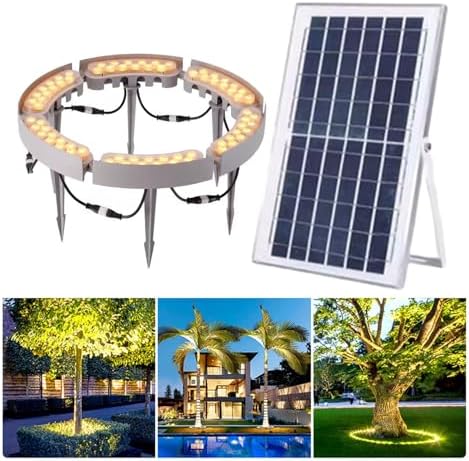 Outdoor Landscape Spotlights Solar Lights OutdoorLED Yard Lighting Uplight Landscape SpotlightsRing Tree LightEasy to Assemble (White Light Pack of 6)