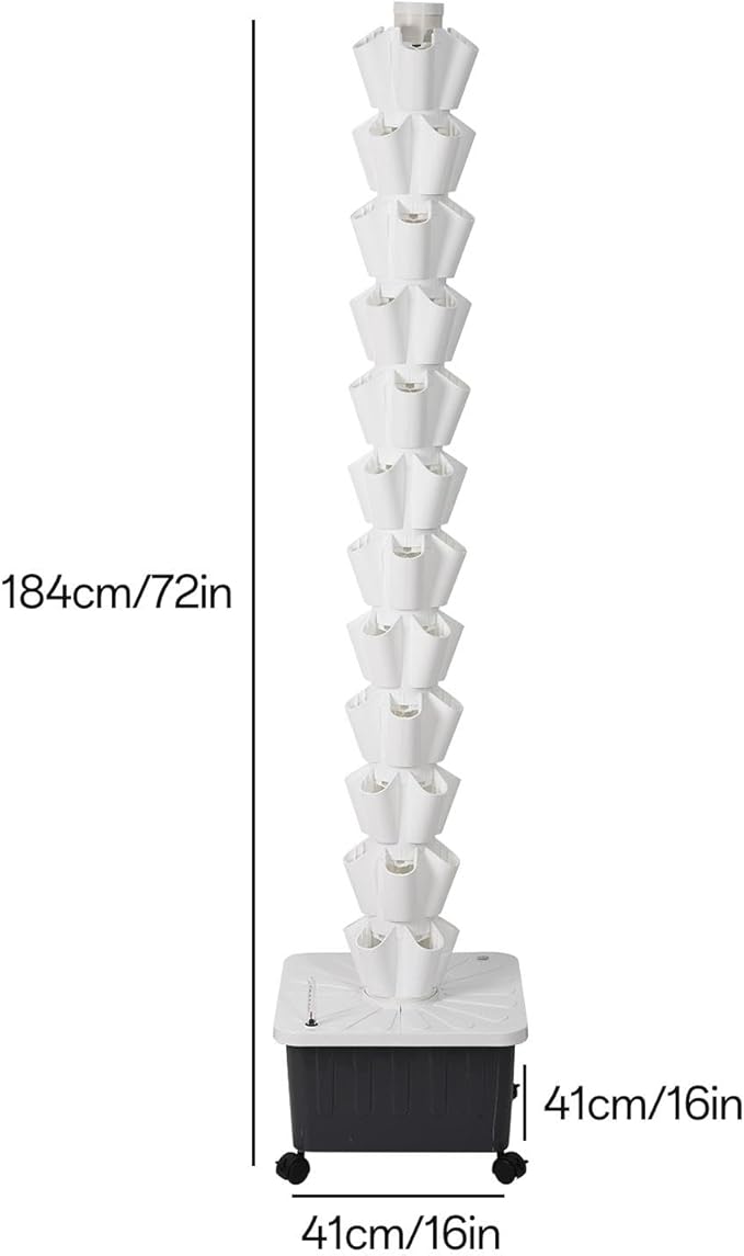 14 Tiers Hydroponic Planting TowerVertical Hydroponic Tower with Pump and Removable Water Tank70 Slots Hydroponic PlanterAeroponic Tower for