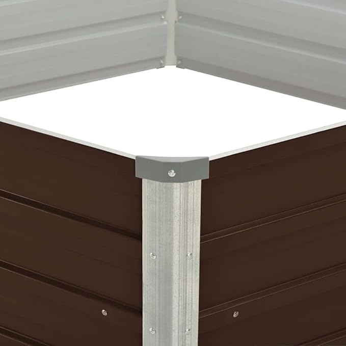 SKM Raised Garden Bed Brown 129x129x46 cm Galvanised Steel (Weight-6KG)